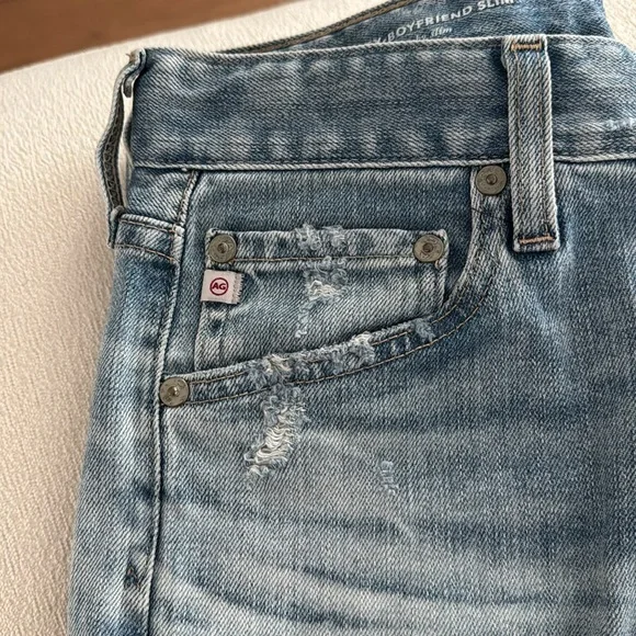 AG Adriano Goldschmied Light Blue Distressed Boyfriend Jeans - Picture 7 of 9